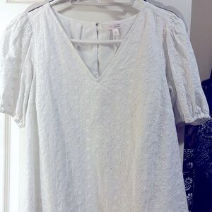 LC Lauren Conrad White Embroidered Blouse. Worn twice.